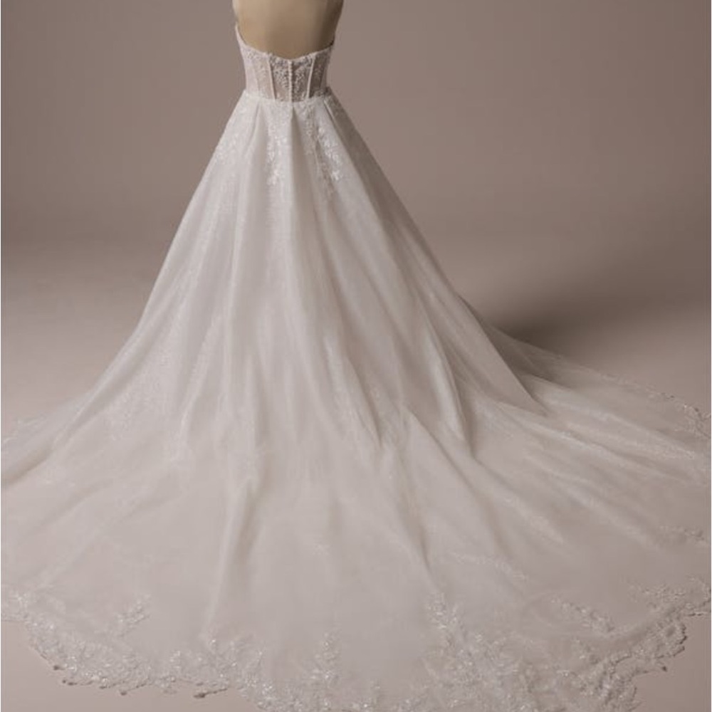 Maggie Sottero White Wedding Dress with Lace Train - Picture 8 of 13